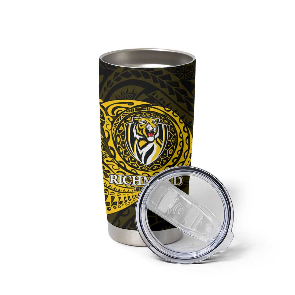 Personalized Richmond Tigers Polynesian Tumbler Cup Tribal Chest and Sleeve Tattoo Heritage Warrior