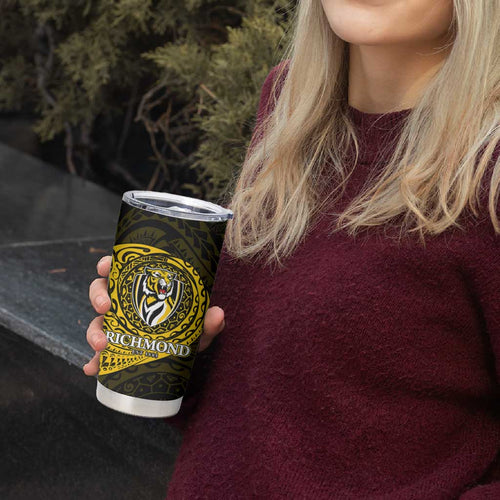 Personalized Richmond Tigers Polynesian Tumbler Cup Tribal Chest and Sleeve Tattoo Heritage Warrior