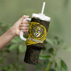 Personalized Richmond Tigers Polynesian Tumbler With Handle Tribal Chest and Sleeve Tattoo Heritage Warrior