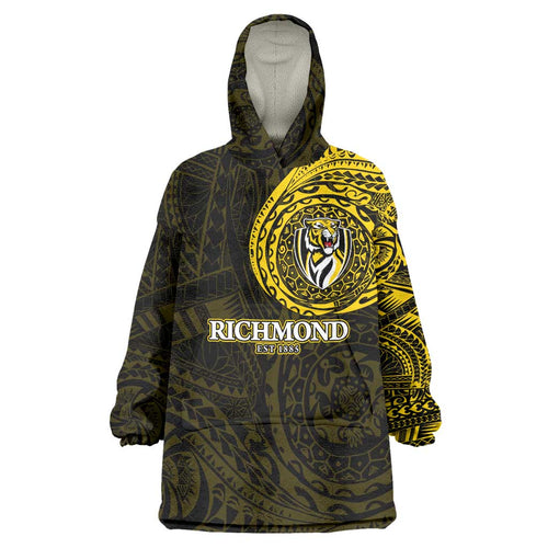 Personalized Richmond Tigers Polynesian Wearable Blanket Hoodie Tribal Chest and Sleeve Tattoo Heritage Warrior