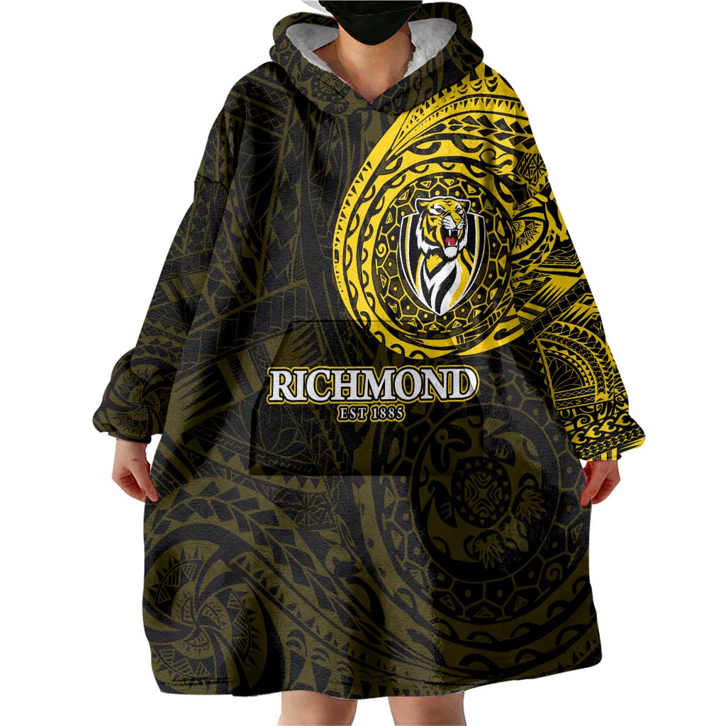 Personalized Richmond Tigers Polynesian Wearable Blanket Hoodie Tribal Chest and Sleeve Tattoo Heritage Warrior