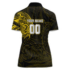 Personalized Richmond Tigers Polynesian Women Polo Shirt Tribal Chest and Sleeve Tattoo Heritage Warrior