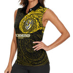 Personalized Richmond Tigers Polynesian Women Sleeveless Polo Shirt Tribal Chest and Sleeve Tattoo Heritage Warrior