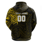 Personalized Richmond Tigers Polynesian Zip Hoodie Tribal Chest and Sleeve Tattoo Heritage Warrior