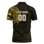 Personalized Richmond Tigers Polynesian Zipper Polo Shirt Tribal Chest and Sleeve Tattoo Heritage Warrior