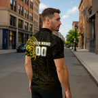 Personalized Richmond Tigers Polynesian Zipper Polo Shirt Tribal Chest and Sleeve Tattoo Heritage Warrior