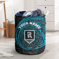 Personalized Port Adelaide Power Polynesian Laundry Basket Tribal Chest and Sleeve Tattoo Heritage Warrior