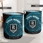 Personalized Port Adelaide Power Polynesian Laundry Basket Tribal Chest and Sleeve Tattoo Heritage Warrior