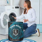 Personalized Port Adelaide Power Polynesian Laundry Basket Tribal Chest and Sleeve Tattoo Heritage Warrior