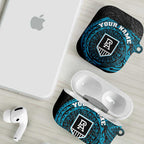 Personalized Port Adelaide Power Polynesian AirPods Case Tribal Chest and Sleeve Tattoo Heritage Warrior