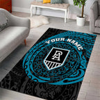 Personalized Port Adelaide Power Polynesian Area Rug Tribal Chest and Sleeve Tattoo Heritage Warrior
