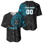 Personalized Port Adelaide Power Polynesian Baseball Jersey Tribal Chest and Sleeve Tattoo Heritage Warrior