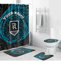 Personalized Port Adelaide Power Polynesian Bathroom Set Tribal Chest and Sleeve Tattoo Heritage Warrior