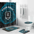 Personalized Port Adelaide Power Polynesian Bathroom Set Tribal Chest and Sleeve Tattoo Heritage Warrior
