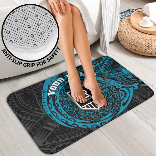 Personalized Port Adelaide Power Polynesian Bathroom Set Tribal Chest and Sleeve Tattoo Heritage Warrior