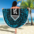 Personalized Port Adelaide Power Polynesian Beach Blanket Tribal Chest and Sleeve Tattoo Heritage Warrior