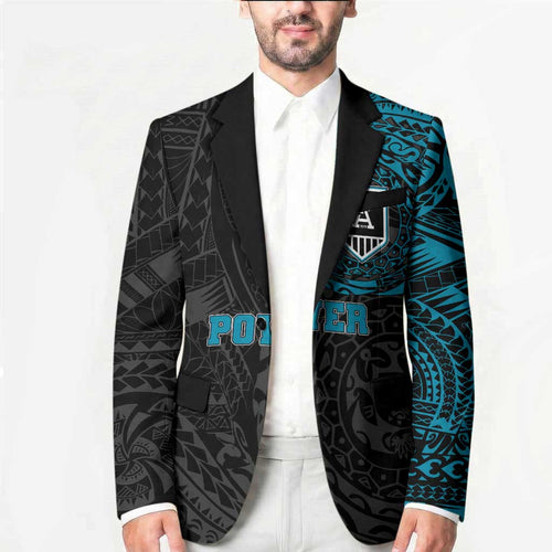 Personalized Port Adelaide Power Polynesian Blazer Tribal Chest and Sleeve Tattoo Heritage Warrior
