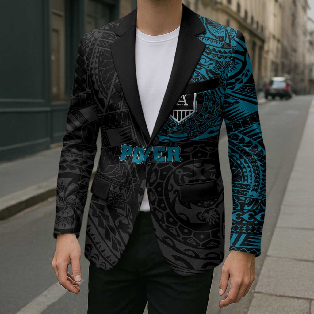 Personalized Port Adelaide Power Polynesian Blazer Tribal Chest and Sleeve Tattoo Heritage Warrior