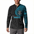 Personalized Port Adelaide Power Polynesian Button Sweatshirt Tribal Chest and Sleeve Tattoo Heritage Warrior
