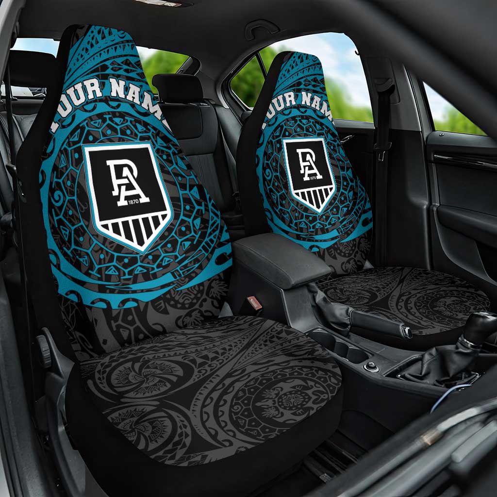 Personalized Port Adelaide Power Polynesian Car Seat Cover Tribal Chest and Sleeve Tattoo Heritage Warrior