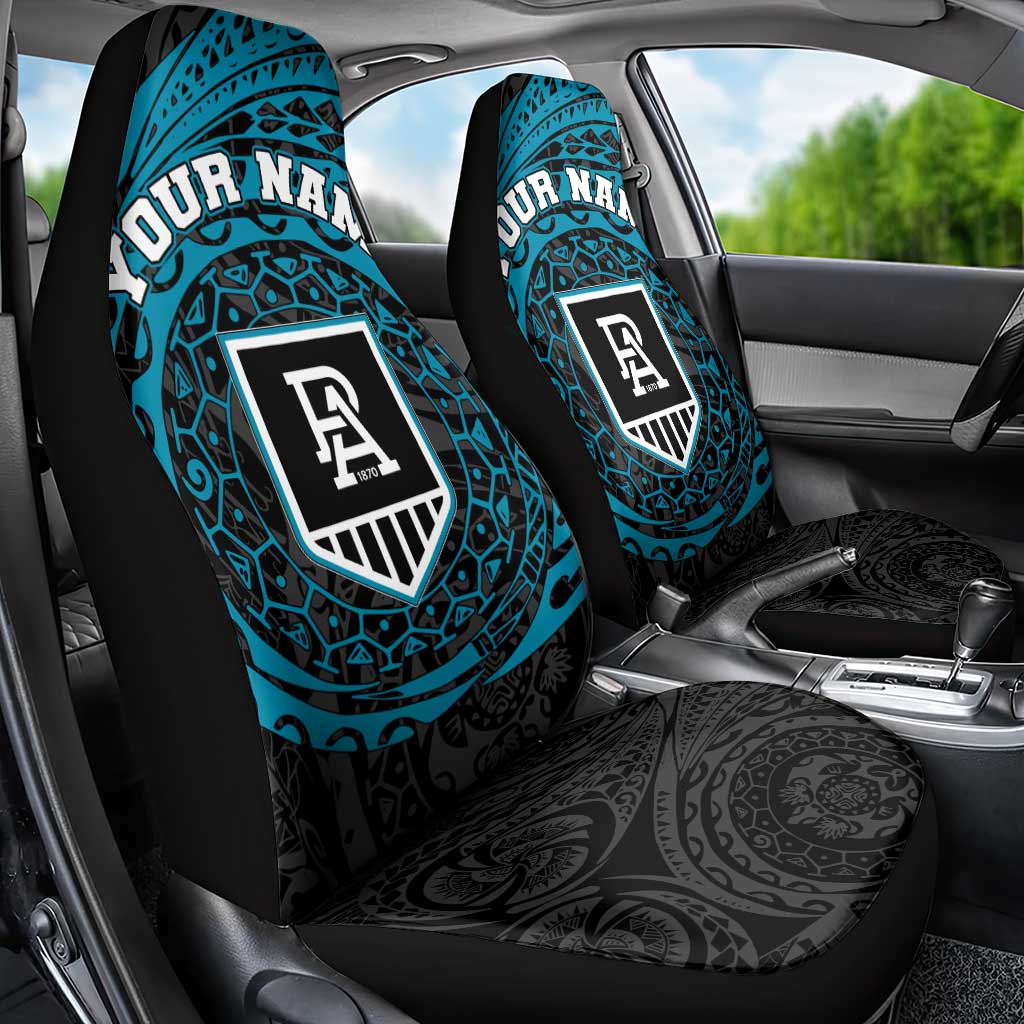 Personalized Port Adelaide Power Polynesian Car Seat Cover Tribal Chest and Sleeve Tattoo Heritage Warrior