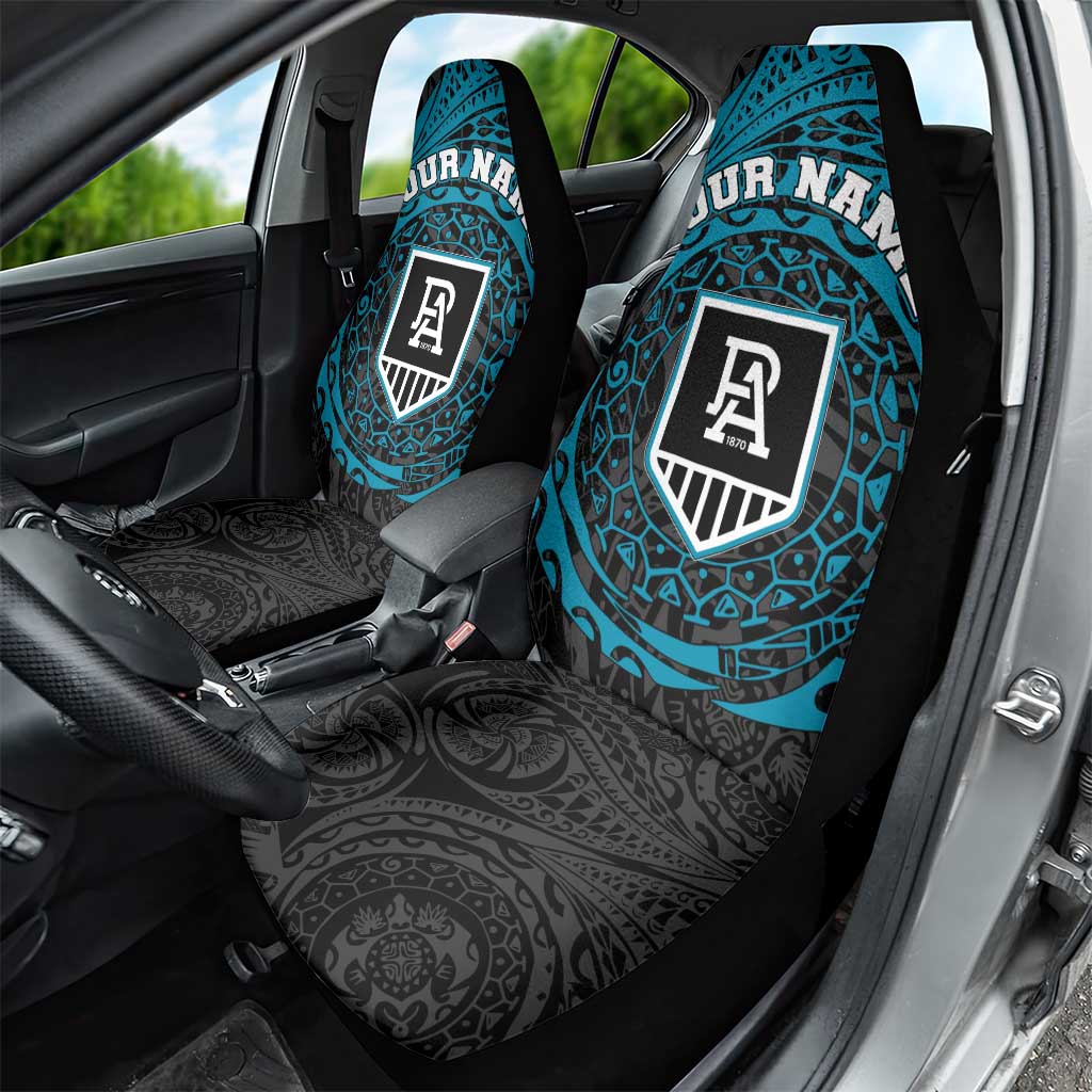 Personalized Port Adelaide Power Polynesian Car Seat Cover Tribal Chest and Sleeve Tattoo Heritage Warrior