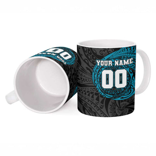 Personalized Port Adelaide Power Polynesian Ceramic Mug Tribal Chest and Sleeve Tattoo Heritage Warrior