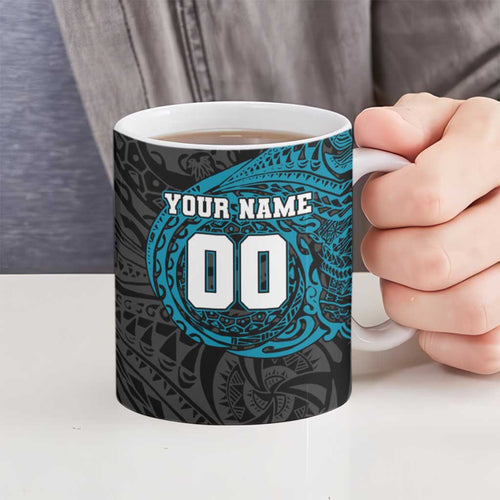 Personalized Port Adelaide Power Polynesian Ceramic Mug Tribal Chest and Sleeve Tattoo Heritage Warrior