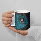 Personalized Port Adelaide Power Polynesian Ceramic Mug Tribal Chest and Sleeve Tattoo Heritage Warrior