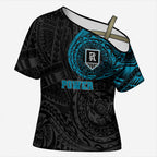 Personalized Port Adelaide Power Polynesian Cross Shoulder Shirt Tribal Chest and Sleeve Tattoo Heritage Warrior