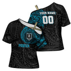 Personalized Port Adelaide Power Polynesian Cross Shoulder Shirt Tribal Chest and Sleeve Tattoo Heritage Warrior