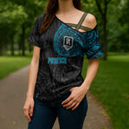 Personalized Port Adelaide Power Polynesian Cross Shoulder Shirt Tribal Chest and Sleeve Tattoo Heritage Warrior