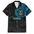 Personalized Port Adelaide Power Polynesian Family Matching Off Shoulder Maxi Dress and Hawaiian Shirt Tribal Chest and Sleeve Tattoo Heritage Warrior