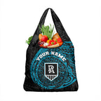 Personalized Port Adelaide Power Polynesian Grocery Bag Tribal Chest and Sleeve Tattoo Heritage Warrior