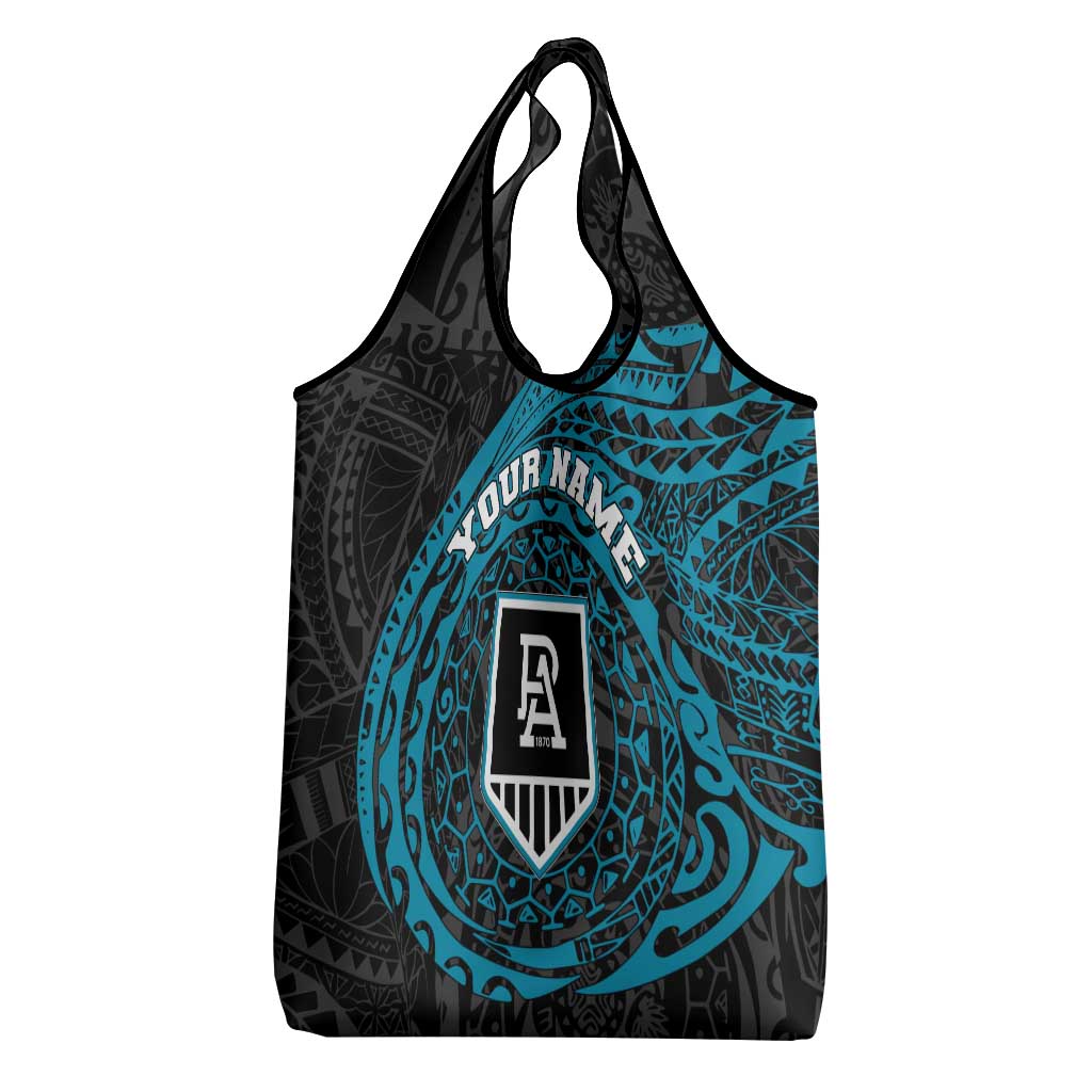 Personalized Port Adelaide Power Polynesian Grocery Bag Tribal Chest and Sleeve Tattoo Heritage Warrior