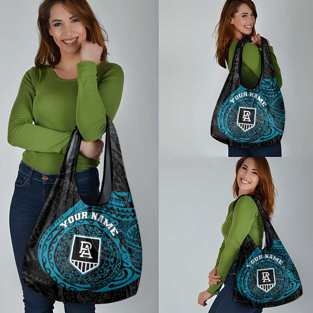 Personalized Port Adelaide Power Polynesian Grocery Bag Tribal Chest and Sleeve Tattoo Heritage Warrior
