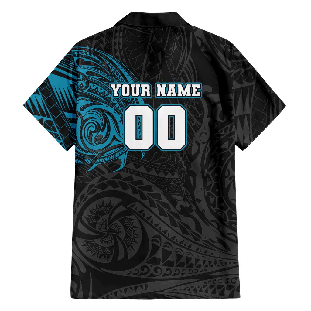 Personalized Port Adelaide Power Polynesian Hawaiian Shirt Tribal Chest and Sleeve Tattoo Heritage Warrior