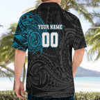 Personalized Port Adelaide Power Polynesian Hawaiian Shirt Tribal Chest and Sleeve Tattoo Heritage Warrior