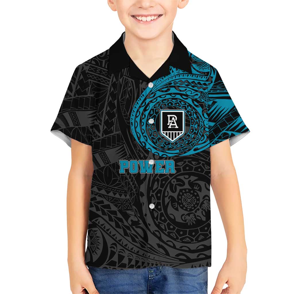 Personalized Port Adelaide Power Polynesian Hawaiian Shirt Tribal Chest and Sleeve Tattoo Heritage Warrior