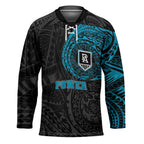 Personalized Port Adelaide Power Polynesian Hockey Jersey Tribal Chest and Sleeve Tattoo Heritage Warrior