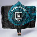 Personalized Port Adelaide Power Polynesian Hooded Blanket Tribal Chest and Sleeve Tattoo Heritage Warrior