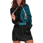 Personalized Port Adelaide Power Polynesian Hoodie Dress Tribal Chest and Sleeve Tattoo Heritage Warrior