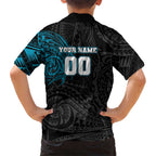 Personalized Port Adelaide Power Polynesian Kid Hawaiian Shirt Tribal Chest and Sleeve Tattoo Heritage Warrior