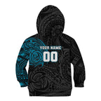 Personalized Port Adelaide Power Polynesian Kid Hoodie Tribal Chest and Sleeve Tattoo Heritage Warrior