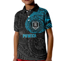 Personalized Port Adelaide Power Polynesian Kid Polo Shirt Tribal Chest and Sleeve Tattoo Heritage Warrior