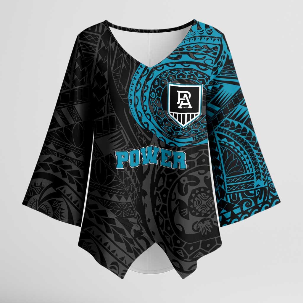 Personalized Port Adelaide Power Polynesian Kimono Sleeve Blouse Tribal Chest and Sleeve Tattoo Heritage Warrior