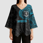 Personalized Port Adelaide Power Polynesian Kimono Sleeve Blouse Tribal Chest and Sleeve Tattoo Heritage Warrior