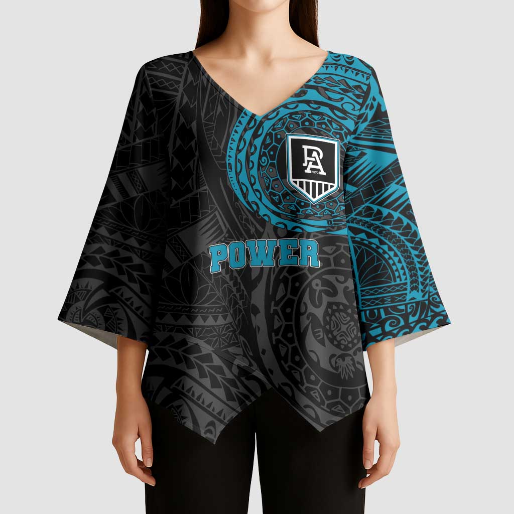 Personalized Port Adelaide Power Polynesian Kimono Sleeve Blouse Tribal Chest and Sleeve Tattoo Heritage Warrior