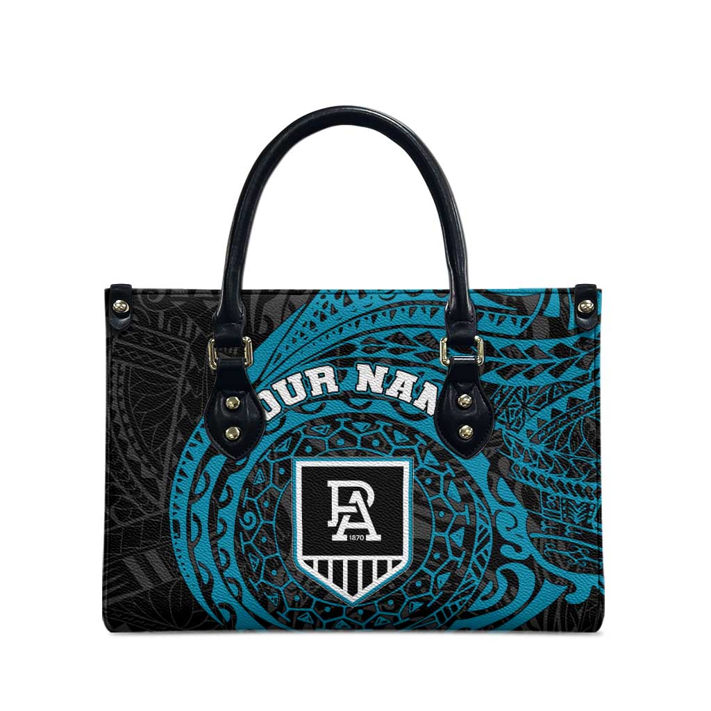 Personalized Port Adelaide Power Polynesian Leather Bag Tribal Chest and Sleeve Tattoo Heritage Warrior