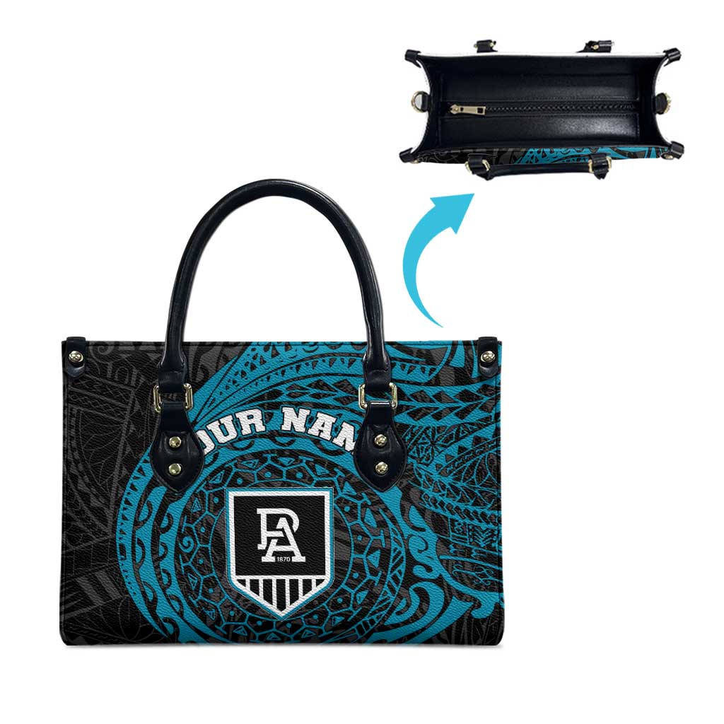 Personalized Port Adelaide Power Polynesian Leather Bag Tribal Chest and Sleeve Tattoo Heritage Warrior